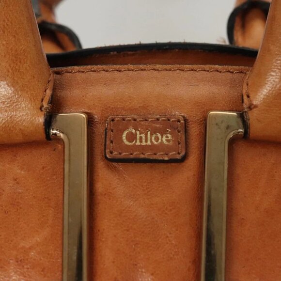 Chloe Etel Hand Bag Leather 2way Brown Gold Auth - Picture 8 of 16